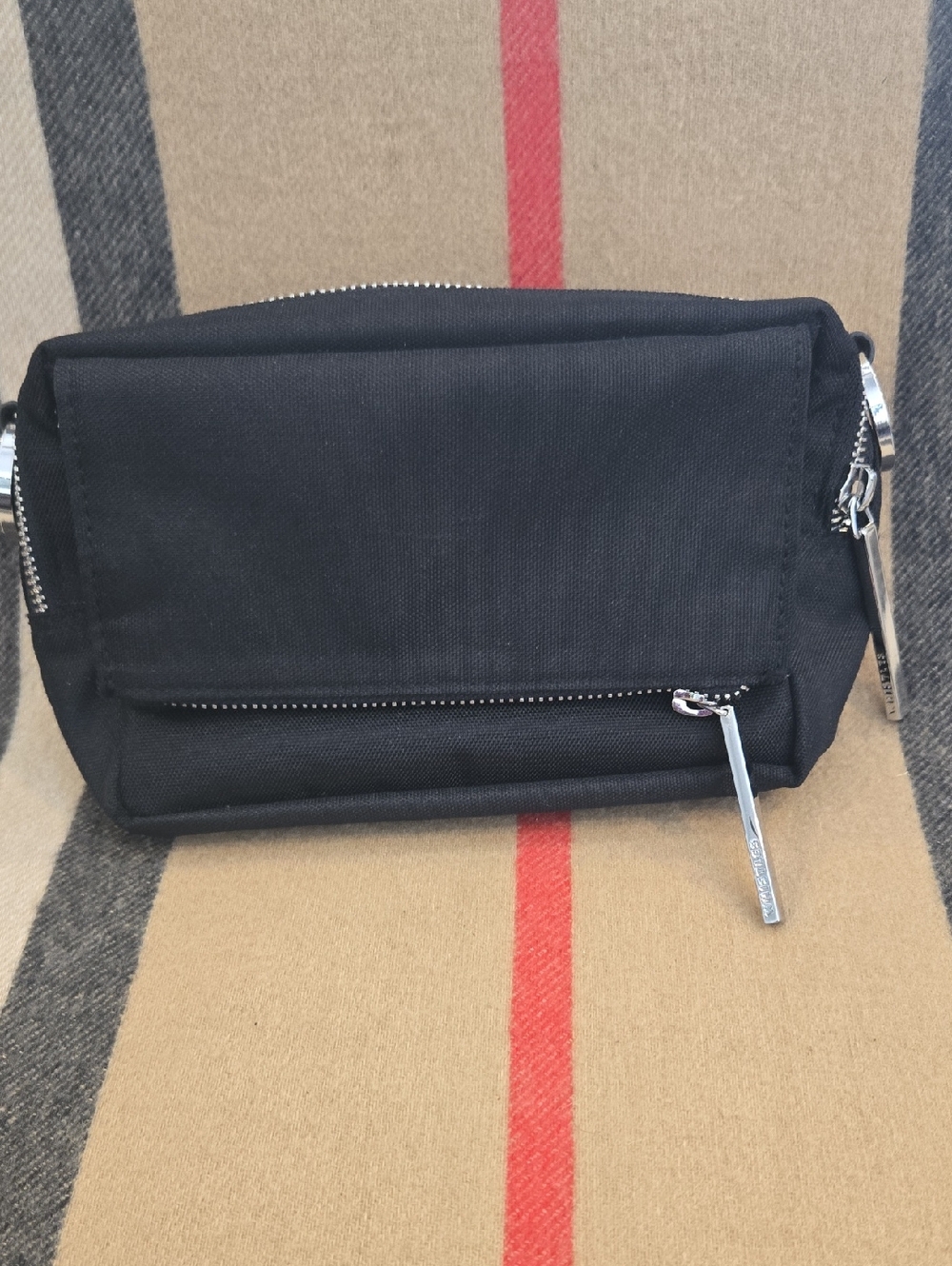 Whistles Bibi Black Fabric W/ Silver Hardware Crossbody Bag NWOT